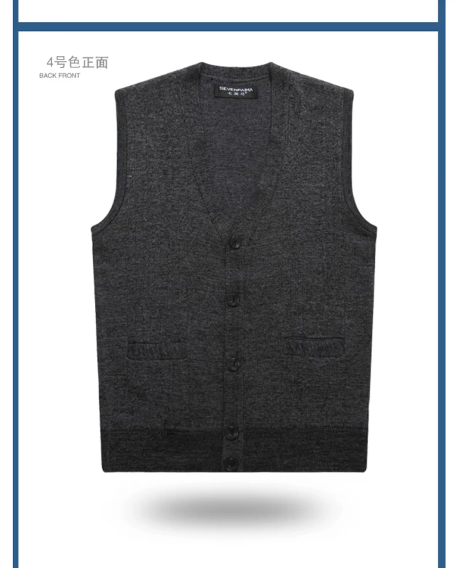 Mùa xuân và mùa thu dệt kim cardigan nam vest trung niên cha ông không tay áo len V-Cổ casual vest khoác len mỏng