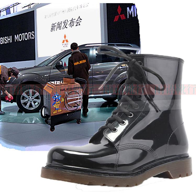 Thời trang châu Âu và Mỹ Martin mưa ủng nam mùa thu mới mưa ngắn với giày cỡ lớn gân gót chống nước giày chống trượt - Rainshoes giày không thấm nước nam
