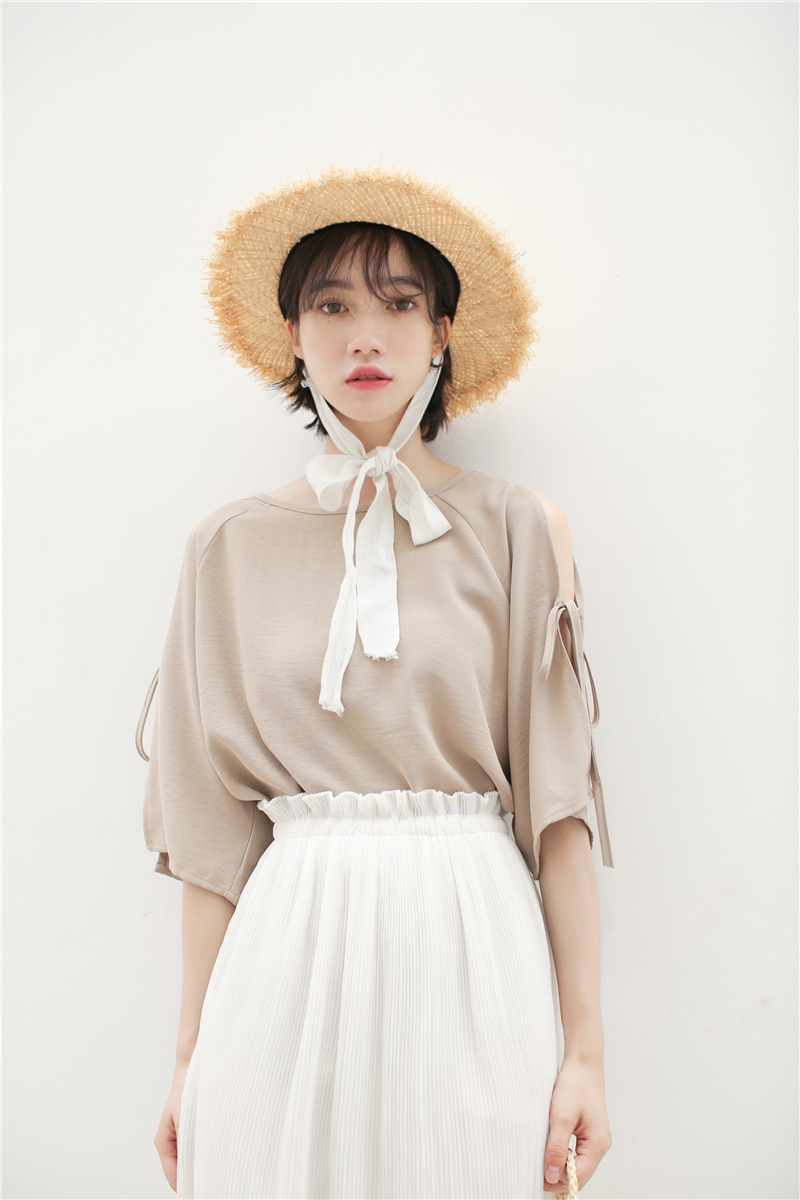 VK旗艦店 韓系雪紡百搭學院風襯衫短袖上衣