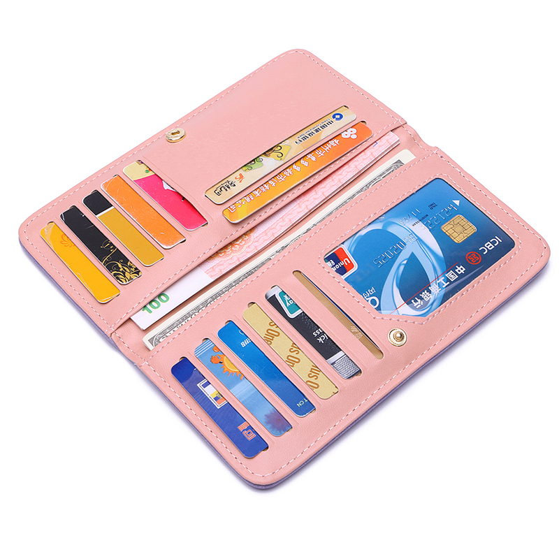 Wallet girl wallet female long section ladies wallet Korean version buckle student card package women's multi-card fashion tide
