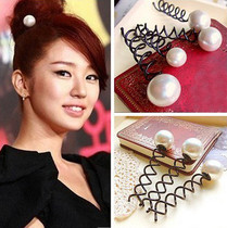 Pearl spiral clip hair tool Korean version of hair accessories sweet hairclip meatballs a pair of price flower bracts steel clip