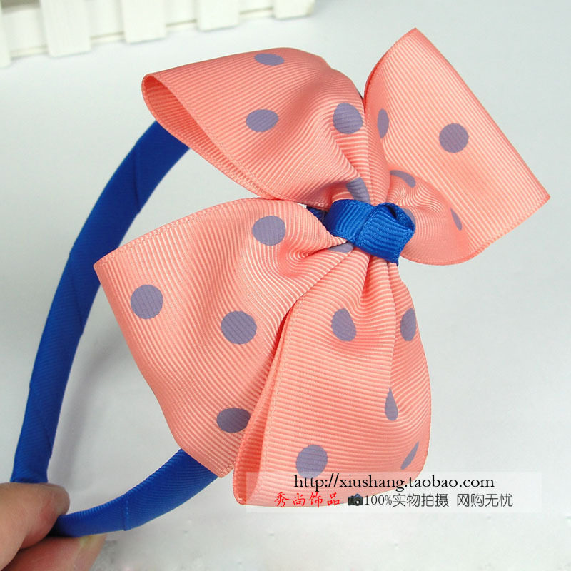 Children's headband princess headband silk ribbon handmade dot bow all-inclusive children's hair accessories hairpin