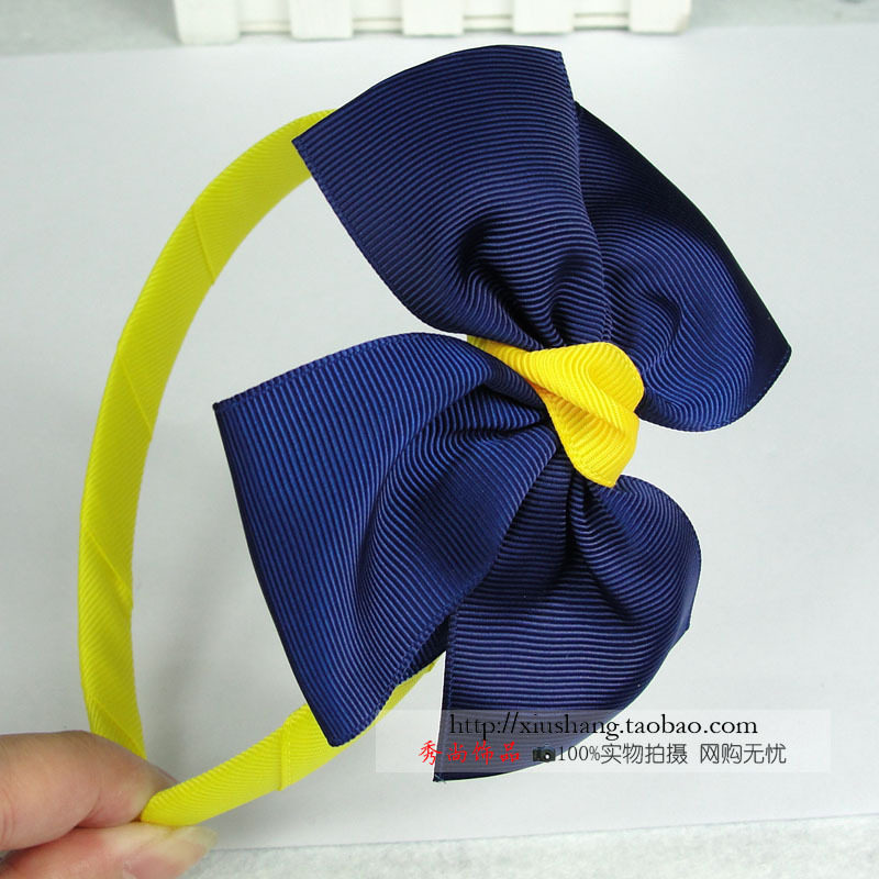 Korean version of children's hair hoop coffee ribbon bow hair hoop pink princess hair hoop cute two-color head hoop green hairpin