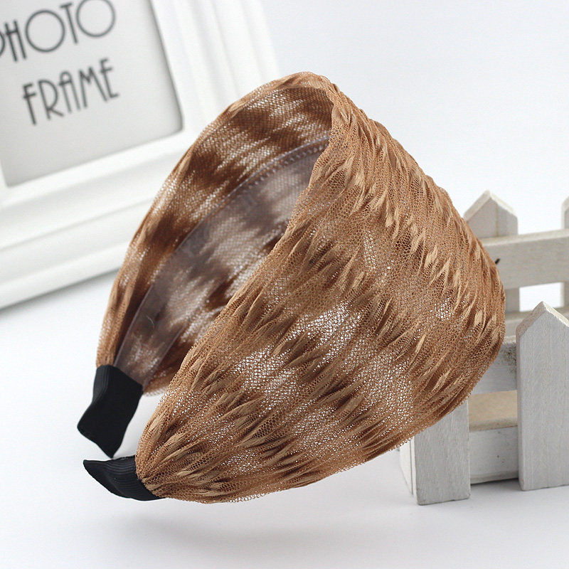 Korean version of hair accessories pleated wide-brimmed headband with non-slip teeth lace breathable mesh headband new headwear hairpin clip