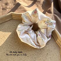 Buy 4 hairs of 5 silk hair ties summer fresh floral BAO WEN polka dot solid color cute temperament mulberry silk