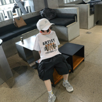  Boys summer t-shirt tide 2021 new childrens short-sleeved cotton middle and large childrens western style Korean childrens clothing handsome top