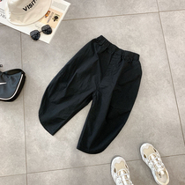 Boy loose pants 2020 summer dress Korean casual pants in big children black trend pants foreign style fan rice grain