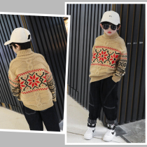 Boy thick warm sweater children Korean version of interior 2020 new middle and big childrens pullover sweater