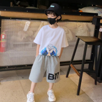 Boys T-shirt Summer Tide Brand Childrens Cotton Short-sleeved Childrens Wear Handsome Middle and Big Boy 2021 New Boy Swear