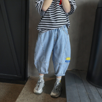 Boys denim cropped pants childrens pants Korean 2021 new Western style casual summer clothes big childrens handsome childrens clothing