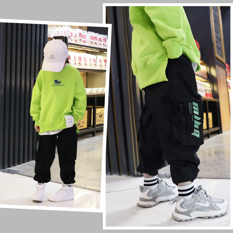 Children's Pure Cotton Pants Tide Boy Foreign Pie Clothing Pants 2021 Chunks CUHK Tong Han Edition Scout Handsome Gas Casual Pants