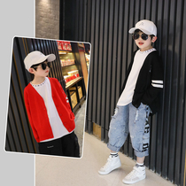 Childrens Cardigan Jacket Childrens Thin Style Spring 2021 New Korean Knitted Sweater Tide Brand Boys Top