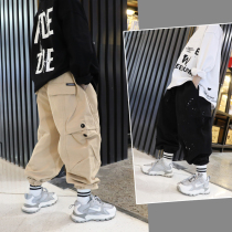Boys spring overalls thin childrens foreign style wide leg pants casual trousers loose khaki fashionable childrens clothing