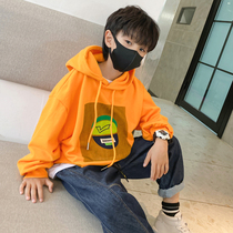 Childrens cotton hooded clothes boys Korean version 2021 new autumn coat tide big children thin Sports childrens clothing
