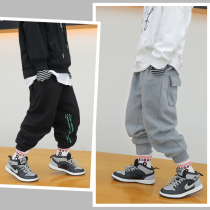 Childrens Pants Boys Knitted Pants 2021 Autumn Clothing Spring and Autumn Clothing Cotton Pants Tide Childrens Clothing