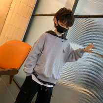 Boys clothes autumn thin children Korean childrens clothing tide big children loose 2021 new long sleeve hooded top