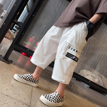 Childrens seven-point shorts summer 2021 new boys overalls pants White large childrens pants Han Fan childrens clothing