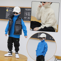 Childrens sweater turned high collar boy pullover thread coat tide 2021 new autumn winter winter Korean sweater