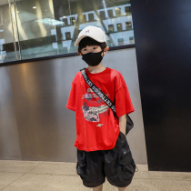  Childrens T-shirt short-sleeved Western style boys fried street clothes tide middle and large childrens summer 2021 new cotton childrens clothing trend