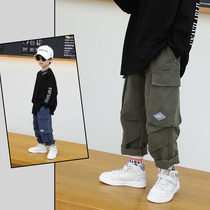 Boys pants spring overalls 2021 New Korean casual pants foreign style cotton wear trousers Spring and Autumn Tide