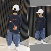 Spring dress new 2021 long sleeve sweater childrens base shirt boys inside the Tide brand children Foreign style childrens clothing Korean version