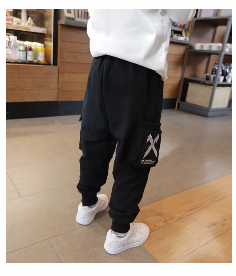 Quần bé trai cotton 2018 mùa thu mới cho trẻ em quần lớn dệt kim màu đen quần thể thao phiên bản Hàn Quốc của quần đơn - Quần các mẫu quần đẹp cho bé yêu