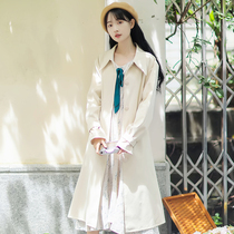 Early spring dress 2021 new medium - long Korean edition loose English wind student Sen Department coat female winter and winter