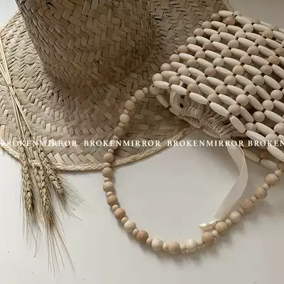 Heavy round) handmade custom DIY wooden bead bag skewers birthday gift ins Korea oeni bead bag