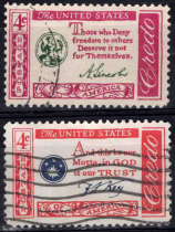 U.S. Stamps 1960 Quotations-American Creed Letter Sales Stamps 2 Pieces 1 Set