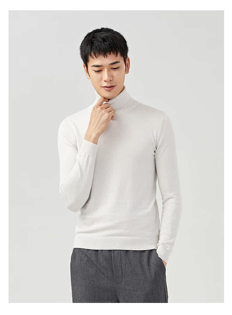 MAXWIN Mawei áo len cổ cao mùa đông nam màu rắn cotton trùm đầu áo len cashmere áo len thoải mái giản dị áo len cổ lọ nam