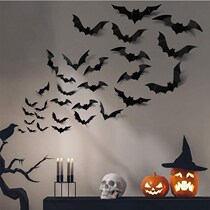 24 48pcs Halloween Decoration 3D Black PVC Bat Halloween