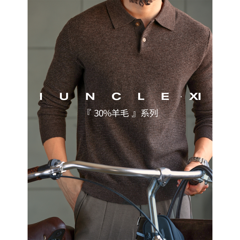 Iunclexi/Xishu【30% Wool】Casual Polo Collar Knitted Wool Sweater for Men, Warm and Soft Sweater Iunclexi/Xishu【30% Wool】Casual Polo Collar Knitted Wool Sweater for Men, Warm and Soft Sweater