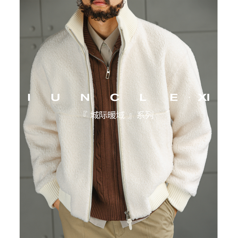 Iunclexi【Inter-City Warm Zone】100% Wool Short Coat Woolen Jacket Men's Winter Thickened Coat