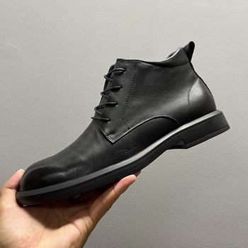 Soft leather soft sole business casual high-top leather shoes men's genuine leather versatile martin boots fashionable high-end men's boots