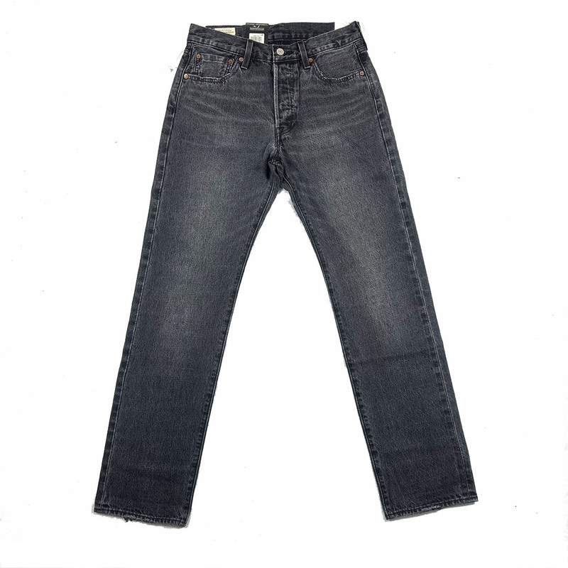 Levis Men's 501 Vintage Dark Smoke Gray Mid-Rise Straight-Leg Selvedge Button Jeans 00501-3518
