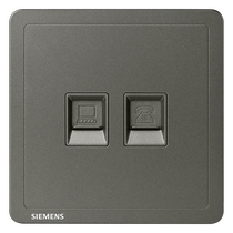 西门子电话电脑插座面板致典烟金灰色家用双口网线电话一体插86型