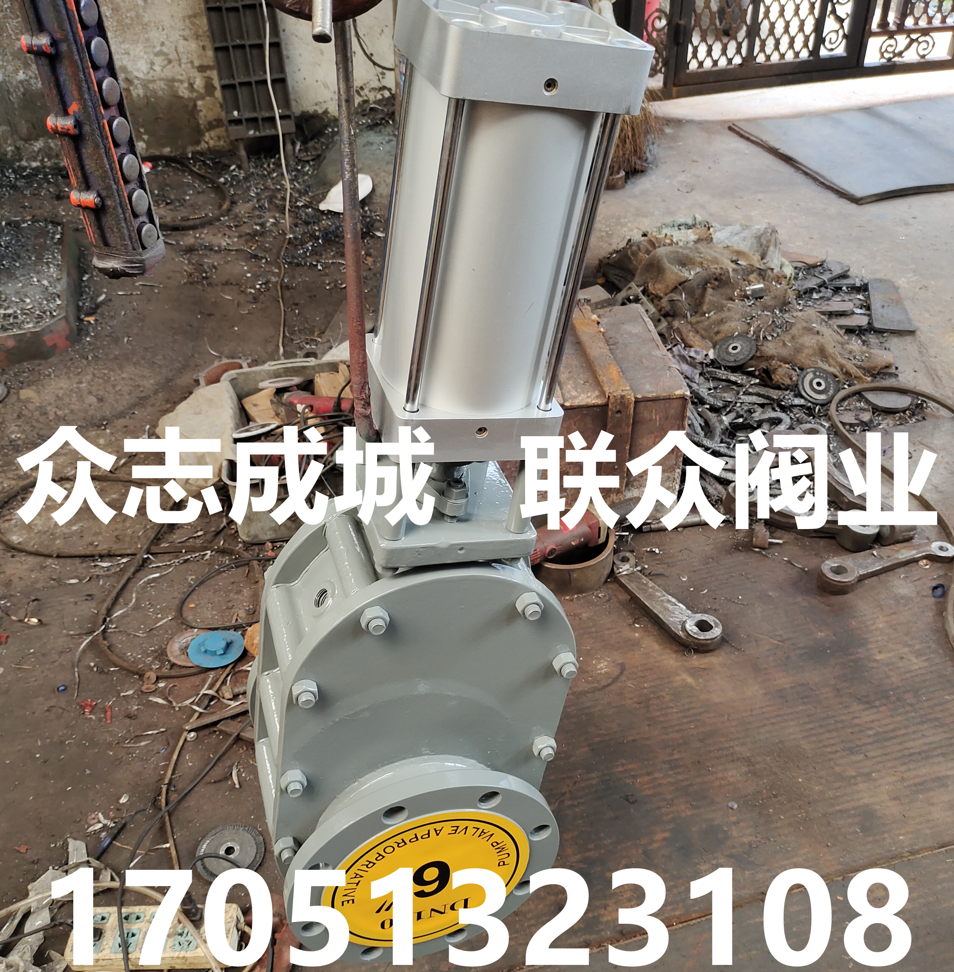 Z644TC-10 pneumatic ceramic double gate valve pneumatic wear-resistant ceramic feed valve pneumatic double plug valve DN100