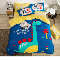 Pure cotton four-piece set 1 8m double bed double bed girl quilt cover Single bed Single cute boy cartoon cotton three-piece set