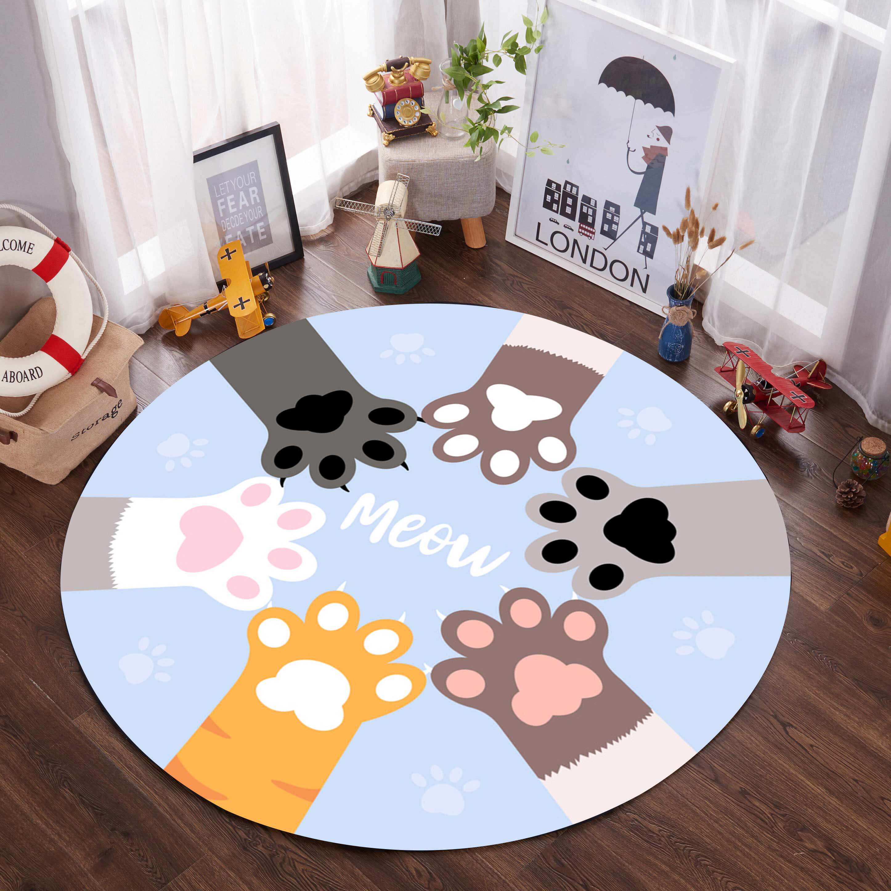Carpet Round Ins Nordic Cartoon Simple Home Bedroom Kids Internet Red Girls Tea Table Computer Chair Floor Mattress
