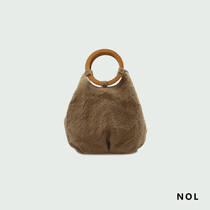 NOL original retro wooden ring hand bag cotton and linen large-capacity bag literary shopping bag handbag womens big bag