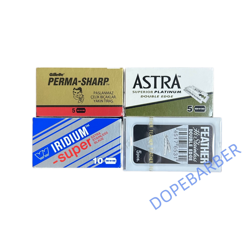 Astra Vintage Double-Edged Safety Razor Blades for Men, Feather Green a Iridium Gold, Russian-Made Yellow Face Blades, Four-In-One