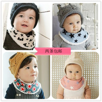 2 autumn and winter baby saliva towels plus velvet and thickened baby bibs and scarves Korean style warm triangle scarves