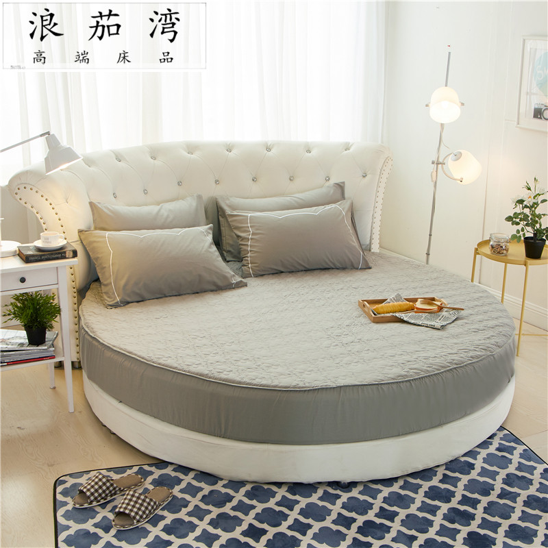 tấm bông 2 mét áp dụng rắn giường tròn Li Li tròn giường bông khăn trải giường tròn giường tròn bông denim - Bộ đồ giường bốn mảnh mẫu chăn ga gối đệm đẹp