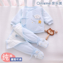Newborn baby clothes autumn winter clip cotton thickened 0 months 3 beginner baby monk bag foot split suit winter