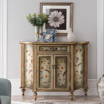 Champagne semi-circle cabinet leaning against wall corridors Decorative Cabinets Retro Genguan Cabinets American Wood Drawers Aisle Cabinet Door Hall Cabinet