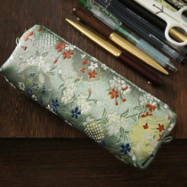 Retro style embroidery silk high-value pencil bag pencil bag stationery box female college students with large capacity literary refinement