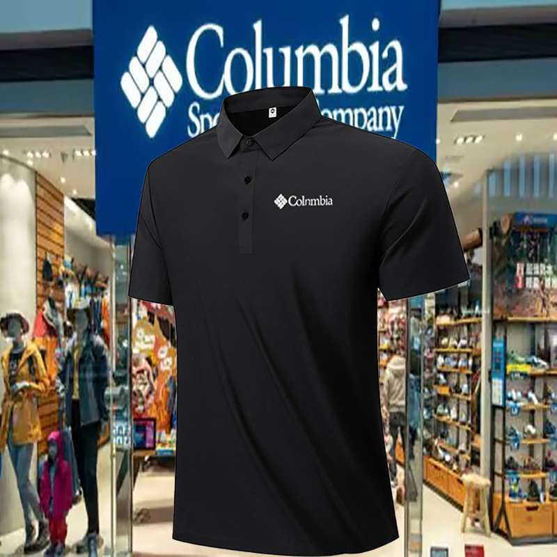 Columbian Ice Silk Polo Shirt T-Shirt for Men and Women, Summer Thin Quick-Drying Cool-Feeling High-Elastic Sports Running Lapel Short-Sleeved T-Shirt
