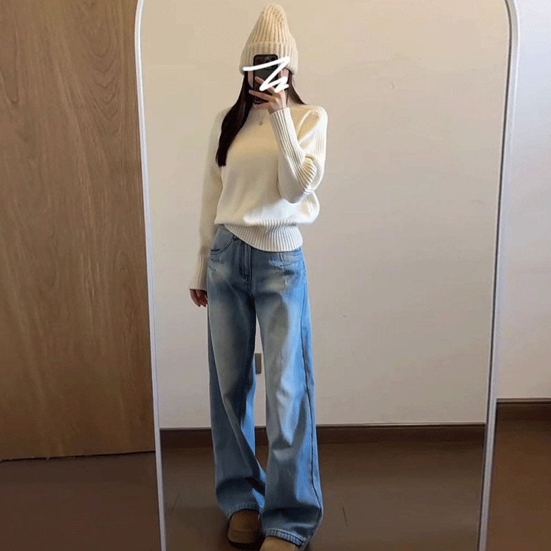 New Style Lazy-Chic High-End Loose White Half-Turtleneck Sweater, Thickened Knit Base Layer Top for Autumn and Winter New Style Lazy-Chic High-End Loose White Half-Turtleneck Sweater, Thickened Knit Base Layer Top for Autumn and Winter