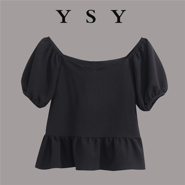 Plus size fat sister foreign style short square collar T-shirt 2021 spring clothes cover belly and look thin design all-match age-reducing tops - Taobao