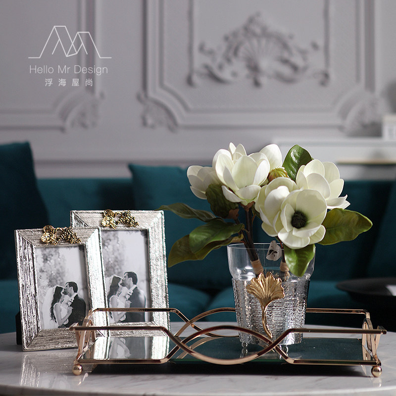 Q European light luxury photo frame floral tray set creative designer combination model villa hotel decoration